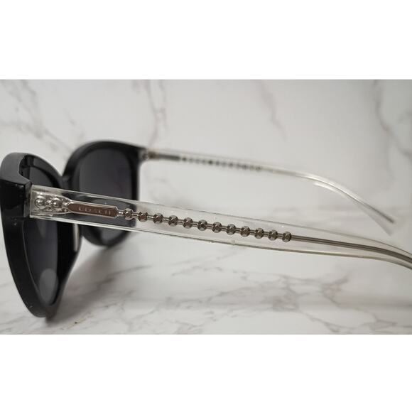 COACH Black Glitter & Crystal Cat Eye Sunglasses with Case - Picture 4 of 8